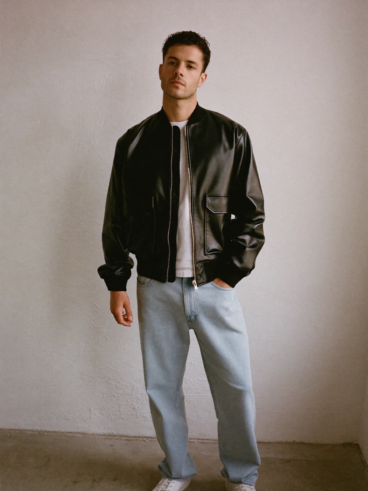 Leather-effect bomber