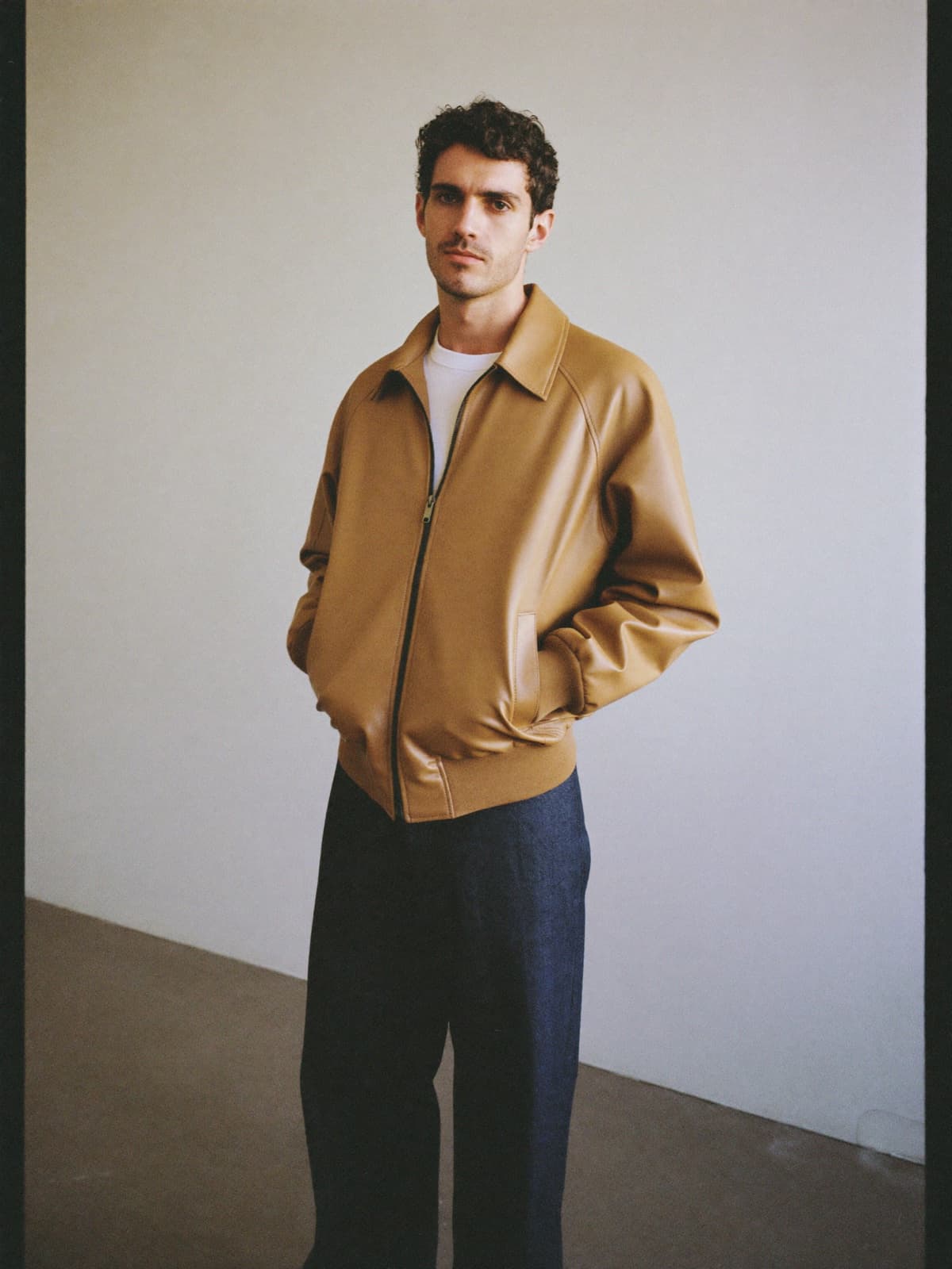 Leather-effect bomber