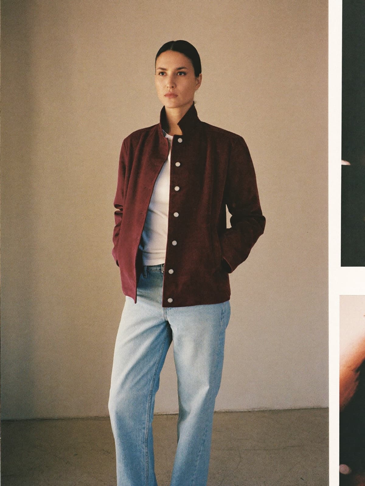 Suede shirt jacket